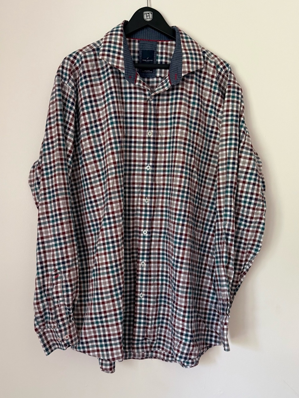 Daniel Hechter Red & Blue Collared Checked Button-Down Shirt SZ.2XL